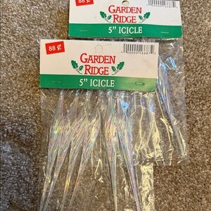 Vintage GARDEN RIDGE 5" Iridescent Icicle Ornaments Hard Plastic/Acrylic NOS